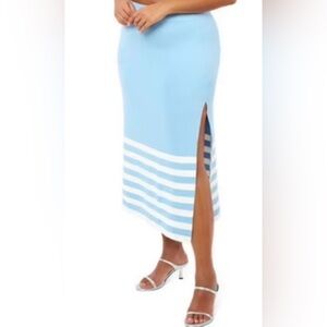 Blue and White Striped Women's Skirt Size 3x